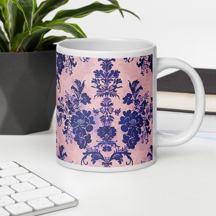 Navy Lace on Pink Mug 20 oz 