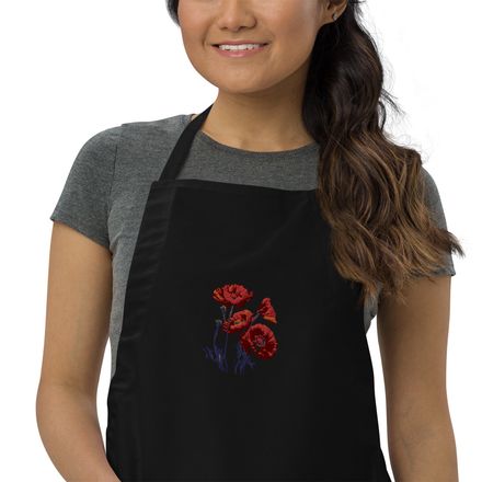 Four Poppies Embroidered Apron