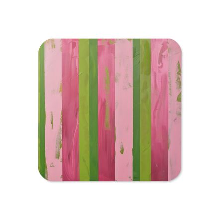 Fancy Nancy Pink and Green Striped  Coaster