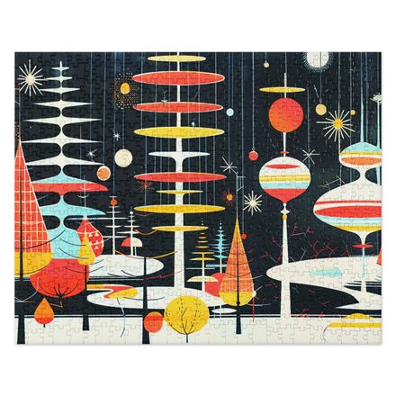 Midnight in December Midcentury Modern Puzzle in Two Sizes