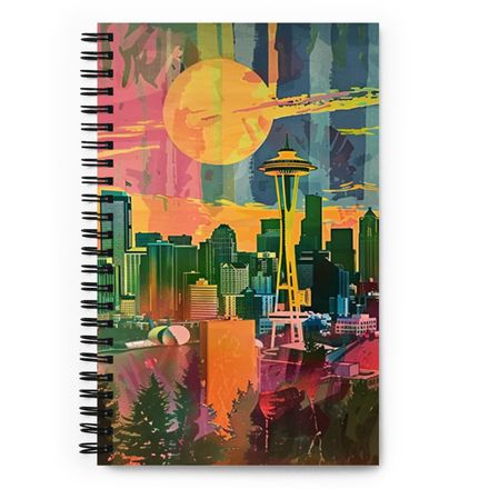 Seattle Dreamscape Midcentury Modern Spiral Notebook