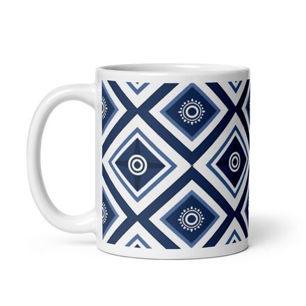 Navy Lattice Mug 11 oz 