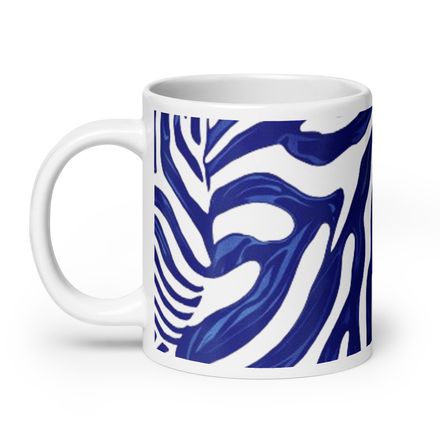Blue and White Zebra Mug 20 oz 
