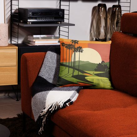 Sunset at Pebble Beach Throw Pillow 18&quot; x 18&quot;