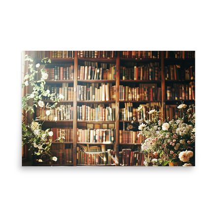 Books and Flowers Poster Poster 24&quot; x 36&quot;