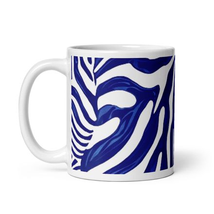 Blue and White Zebra Mug 11 oz 