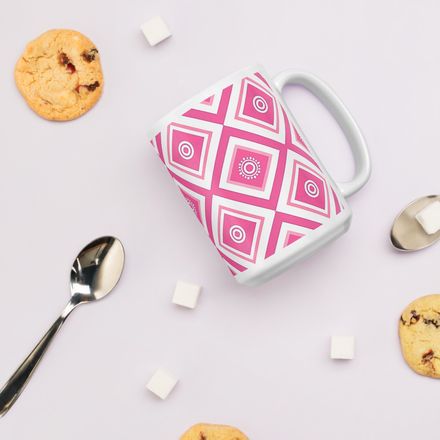 Pink Lattice Mug 15 oz 