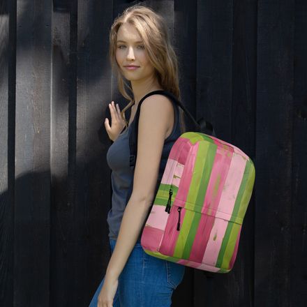 Fancy Nancy Pink and Green Striped Backpack
