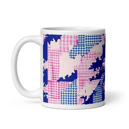 Pink and Blue Tweed Print Mug 11 oz 
