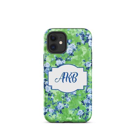 Beauchamp Blue and Green Personalized Floral Toile iPhone Case
