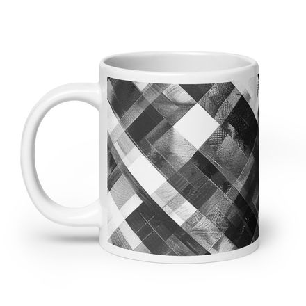 Black and White Plaid Mug 20 oz 