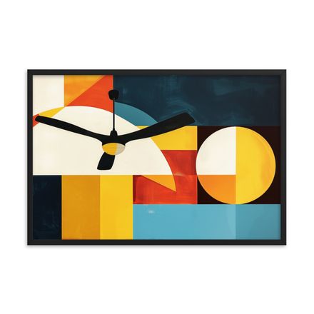 Midcentury Modern Fan of Montevideo on Cream Framed Print 24&quot; x 36&quot;