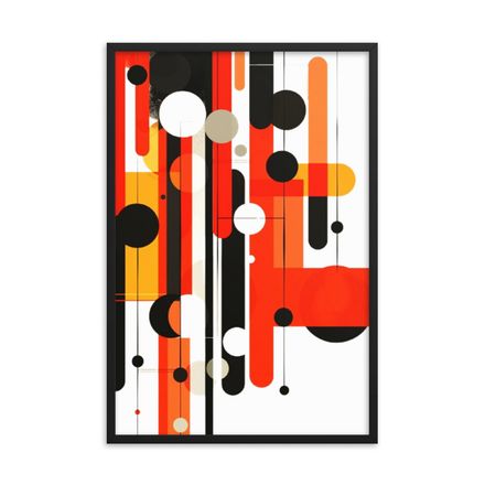 Abstract Midcentury Modern Jetta on White Framed Print  24&quot; x 36&quot; 