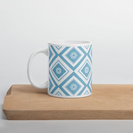 Bright Blue Lattice Mug 11 oz 