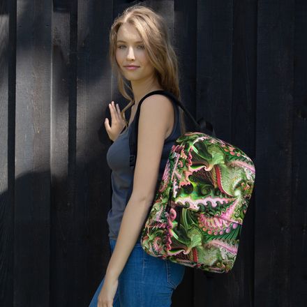 Pink and Green Exotic Swirl Backpack
