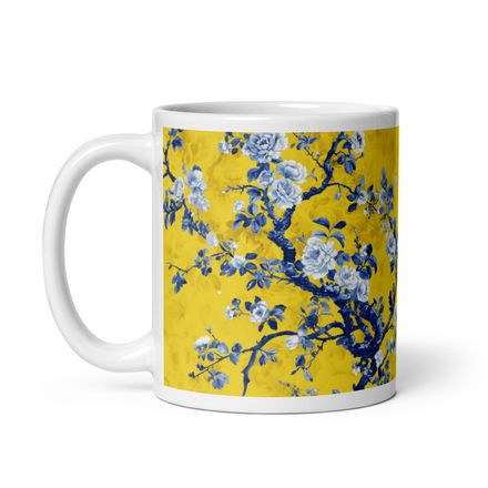 Beauchamp Blue and Yellow Floral Toile Mug 11 oz