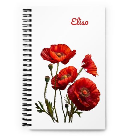 Four Poppies Spiral Personalized Notebook