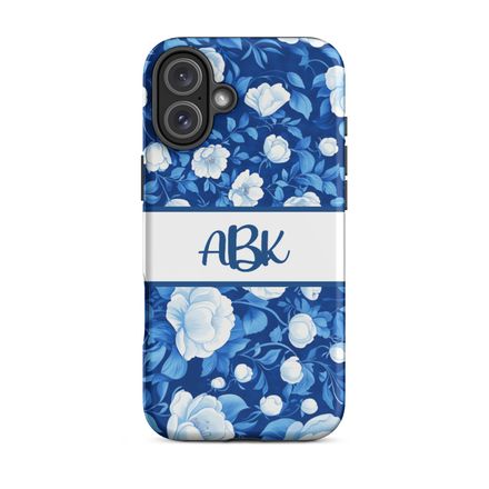 Blue Floral Personalized iPhone Case