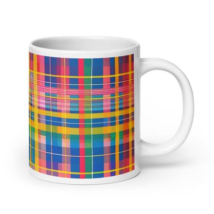 Pink Plaid Mug 20 oz 
