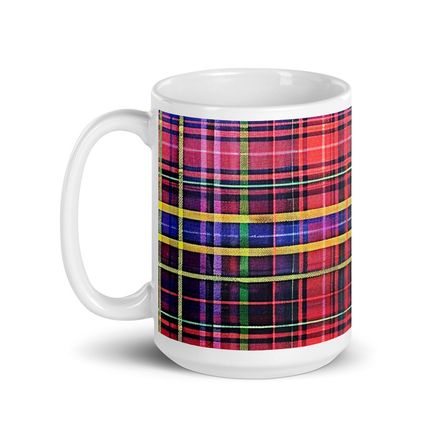 Red Plaid Mug 15 oz 