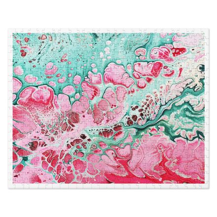 Pink and Green Swirl Fantasy Puzzle in Two Sizes