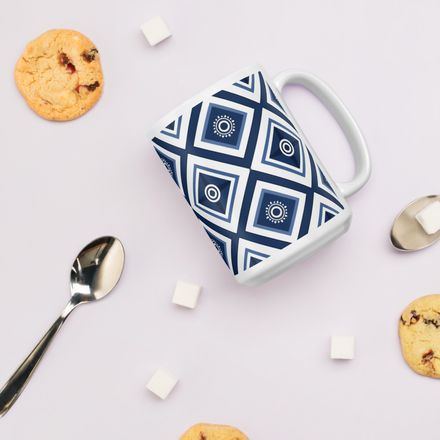 Navy Lattice Mug 15 oz 