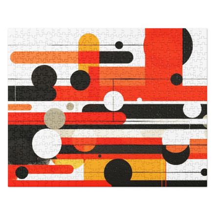 Abstract Midcentury Modern Jetta on White Puzzle in Two Sizes