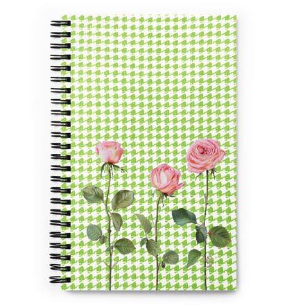 Winstead Green Houndstooth and Roses Spiral Notebook