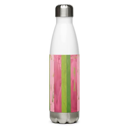 Fancy Nancy Pink and Green Striped Stainless Steel Water Bottle
