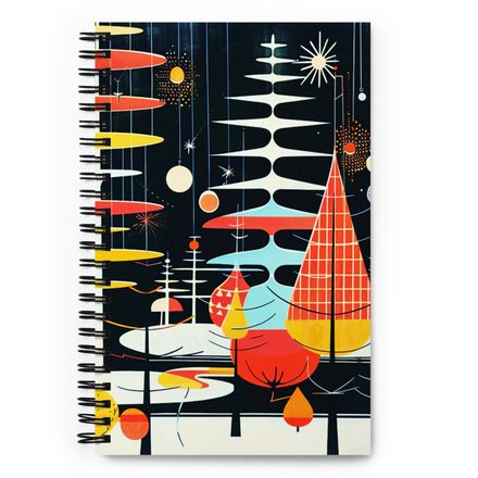 Midnight in December Midcentury Modern Spiral Notebook