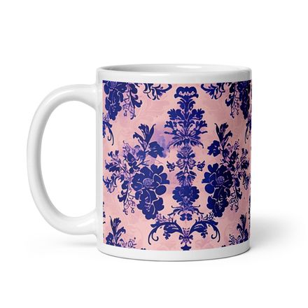Navy Lace on Pink Mug 11 oz 