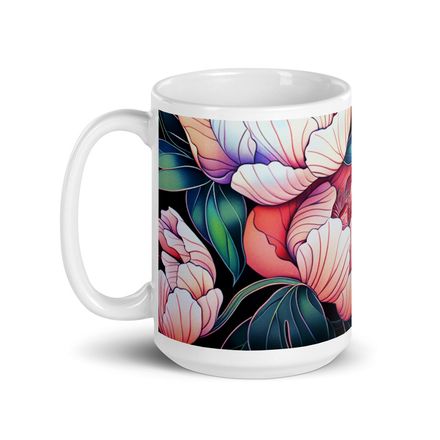 Pink Peonies Mug 15 oz 
