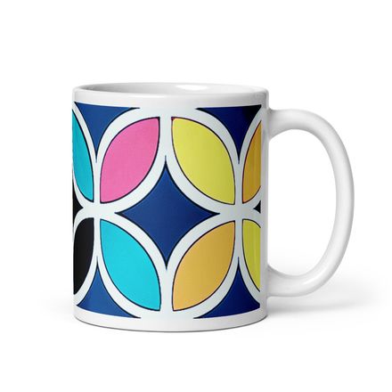 Pink and Blue Flower Petals Mug 11 oz 