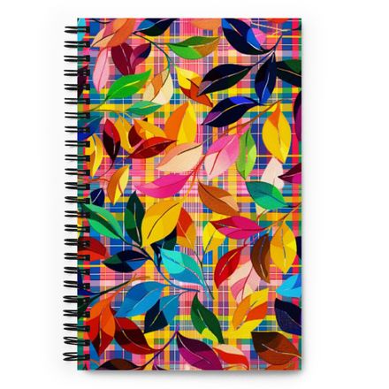 Colorful Leaves on Plaid Spiral Notebook