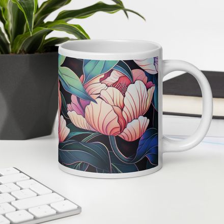 Pink Peonies Mug 20 oz 