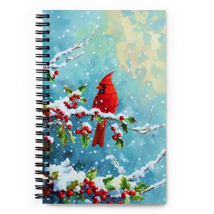 Cardinal in Snow Spiral Notebook
