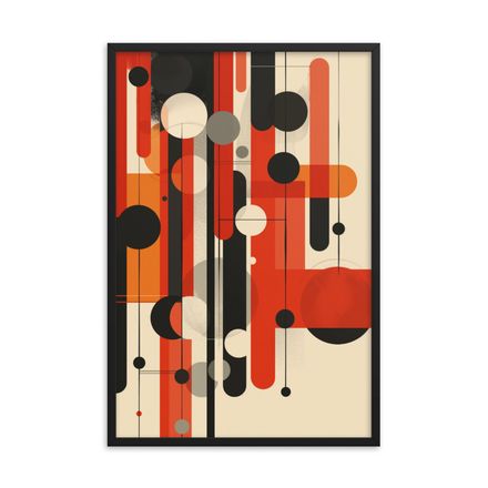 Abstract Midcentury Modern Jetta on Cream Framed Print  24&quot; x 36&quot; 