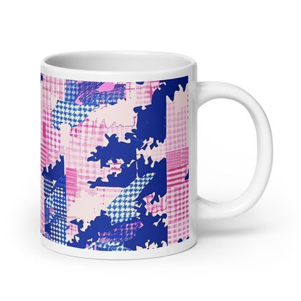 Pink and Blue Tweed Print Mug 20 oz 