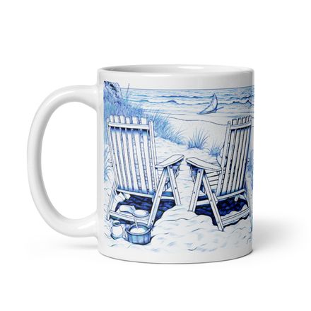 Blue and White Beach Chairs Mug 11 oz 