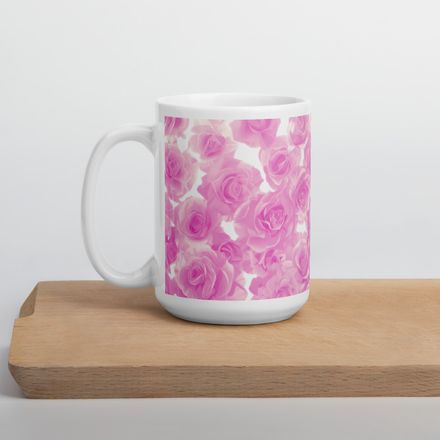 Bed of Pink Roses Mug 15 oz 