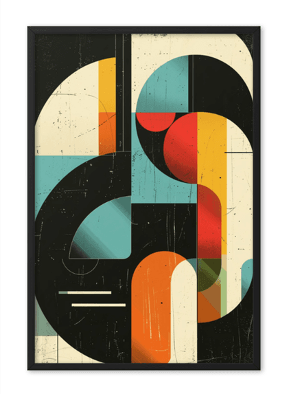Abstract Midcentury Modern Amberley on Cream Framed Print 24&quot; x 36&quot;