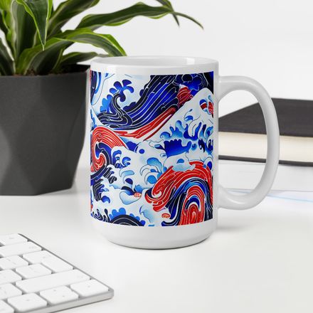 Red, White, and Blue Wave Mug 15 oz 