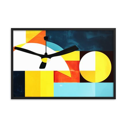 Midcentury Modern Fan of Montevideo on White Framed Print 24&quot; x 36&quot;