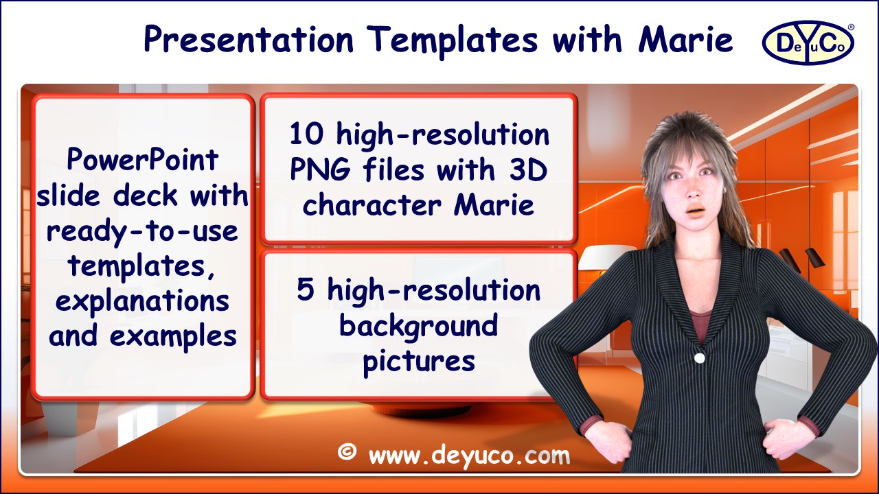 Surprising business presentations with high-resolution 3D character Marie