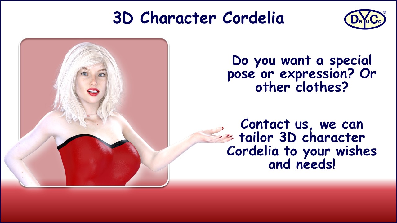 Create awesome business presentations with high-resolution 3D character Cordelia