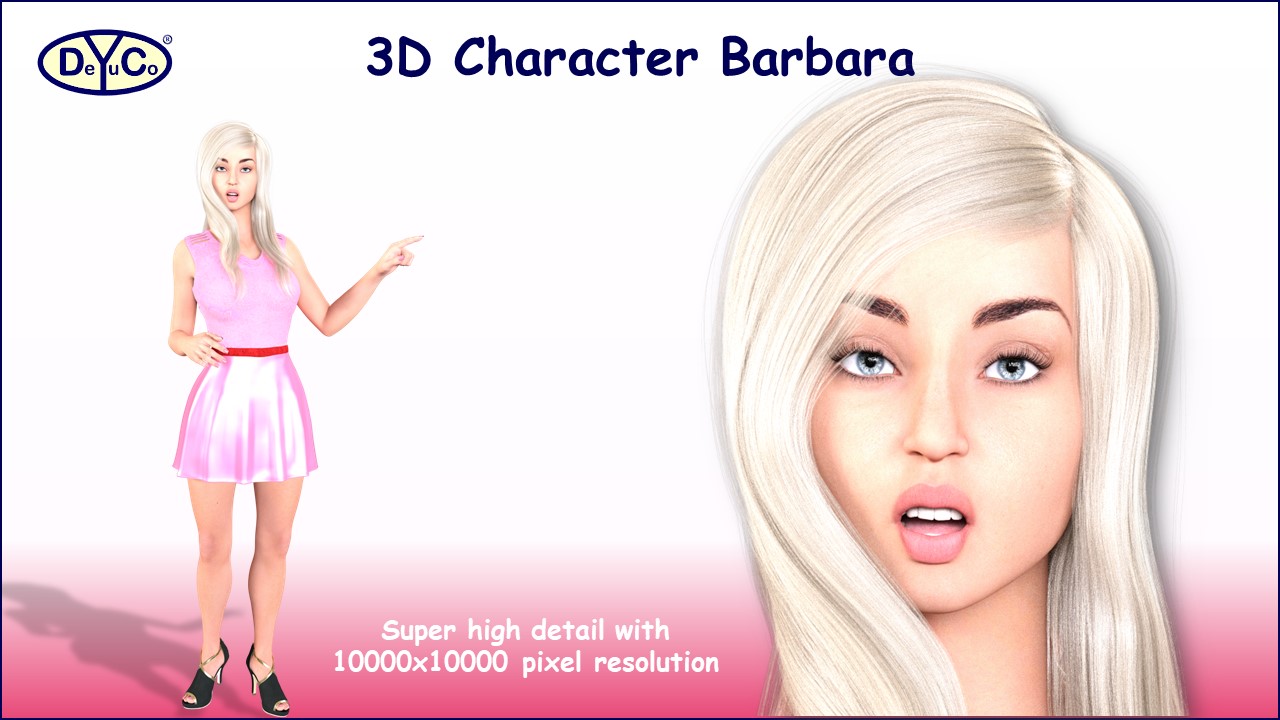 Create vivid presentations with high-resolution 3D business character Barbara