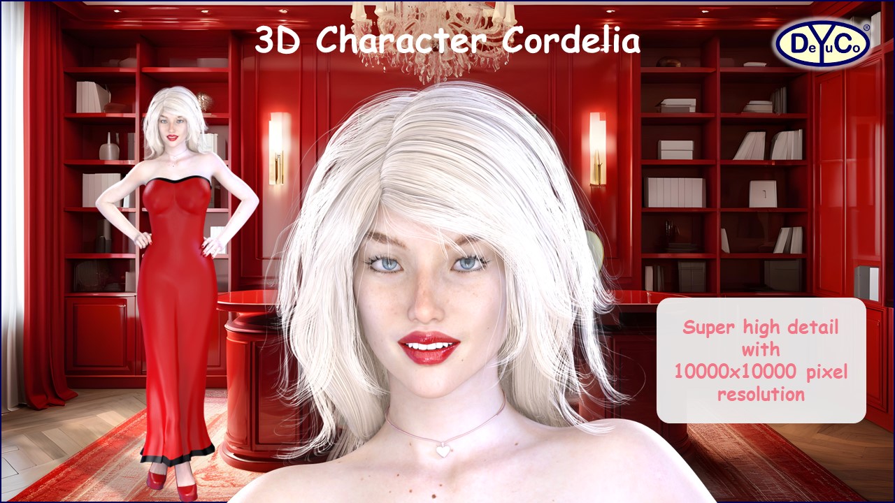 Create awesome business presentations with high-resolution 3D character Cordelia