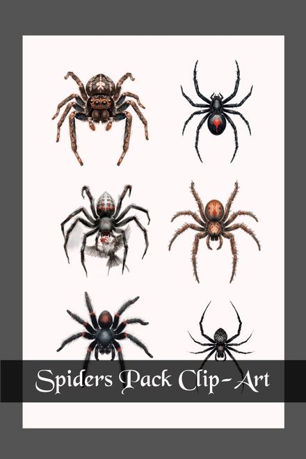 Spiders — Watercolor Clip Art Pack (9 Dark Fantasy Images)