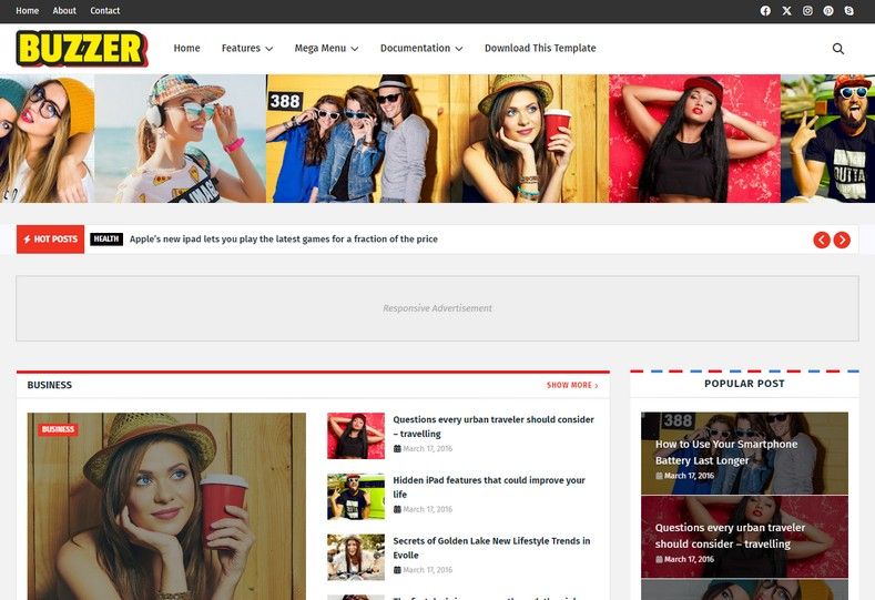 Buzzer Blogger Template Premium Version