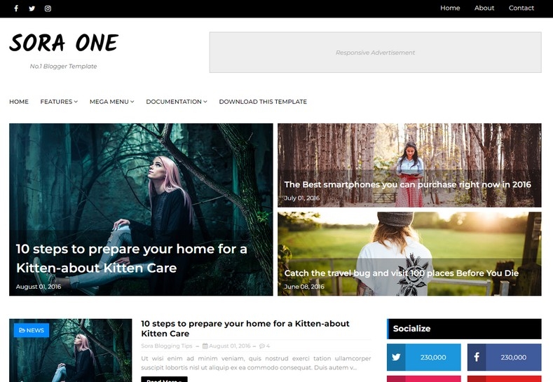 Sora One Blogger Template Extended Version